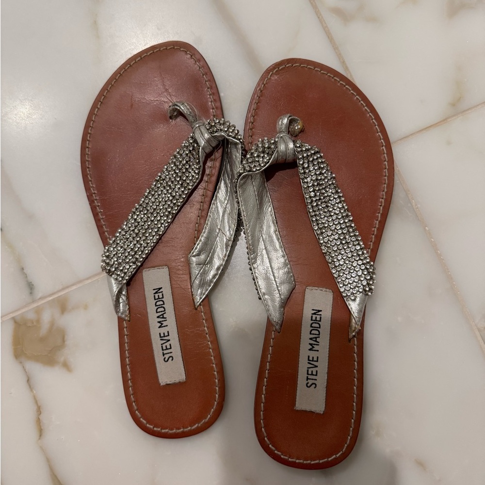 Steve Madden Silver and Brown Women's Sandals
